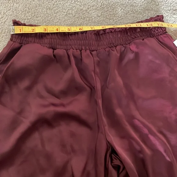 IVY Smocked Waist Satin Pull-On Wide Leg Pant with Pockets, sz S - Picture 11 of 14